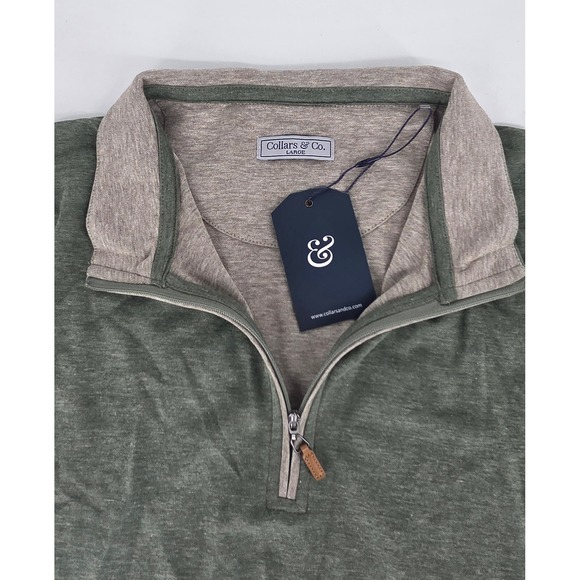 NWT Collars & Co Quarter Zip Pullover Heathered Green Large - Picture 3 of 7